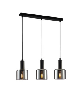 Santia Pendant Lamp Glass, Black Steel
