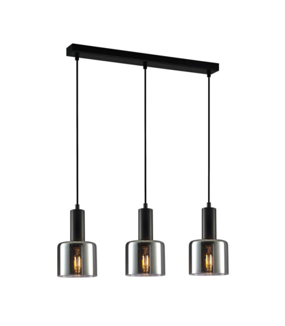 Santia Pendant Lamp Glass, Black Steel