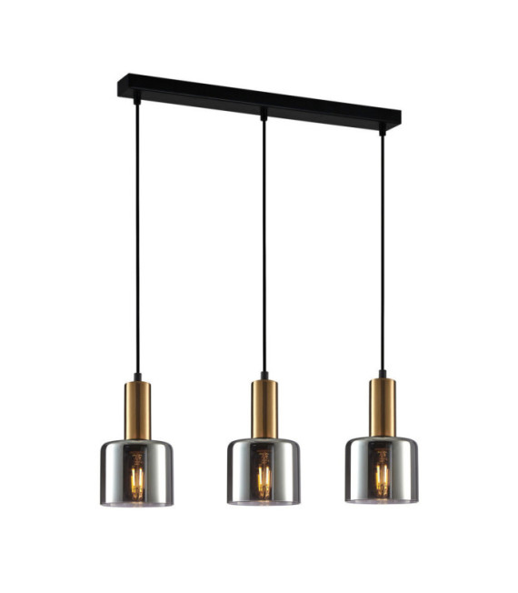 Lampada a sospensione Santia Vetro, Acciaio Rame
