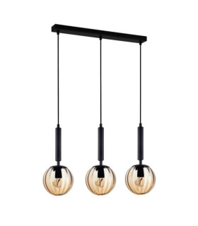Ravena Pendant Lamp Glass, Black Steel