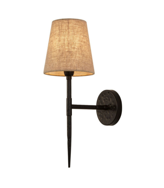 Gotische Wandleuchte. Baustahl, schwarzer Stoff