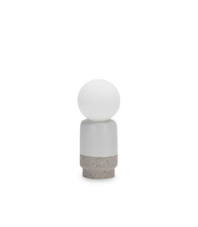Cremefarbene Tischlampe aus Gipszement