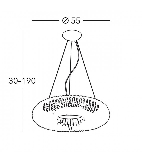 Lámpara colgante de diseño en cristal CARLA 24 quilates Oro 5 bombillas