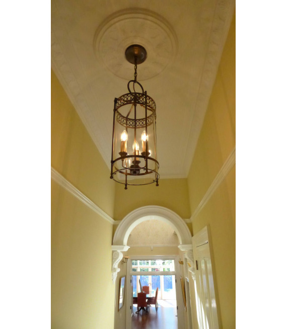Lampada a sospensione Emily, rame e vetro, 3 lampadine