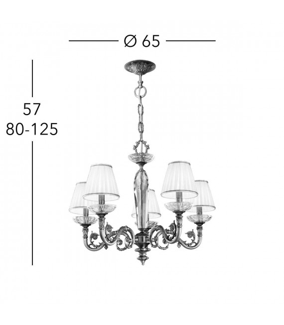 Chandelier classique CONTARINI chrome 5 ampoules