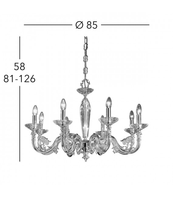 Candelabro clásico CONTARINI cromo 8 bombillas