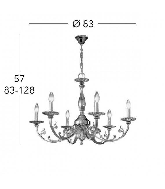 Candelabro clásico PISANI oro francés 6 bombillas