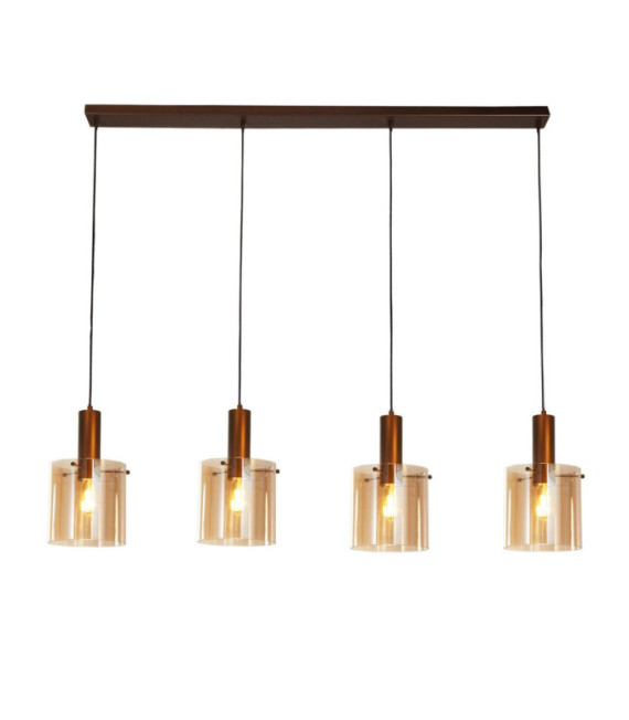 Sweden pendant light Mild steel, Brown glass
