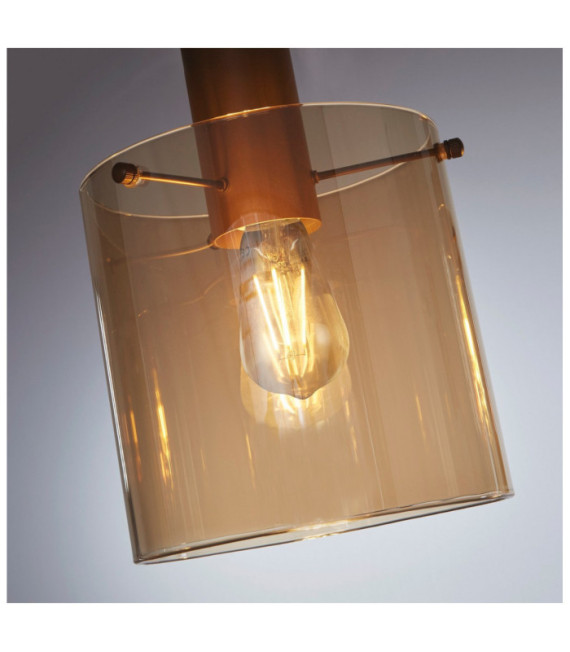 Sweden pendant light Mild steel, Brown glass