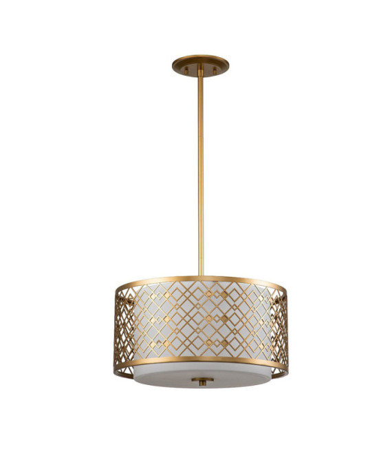 Lampadario Ziggy In Vetro, Acciaio Laccato Oro