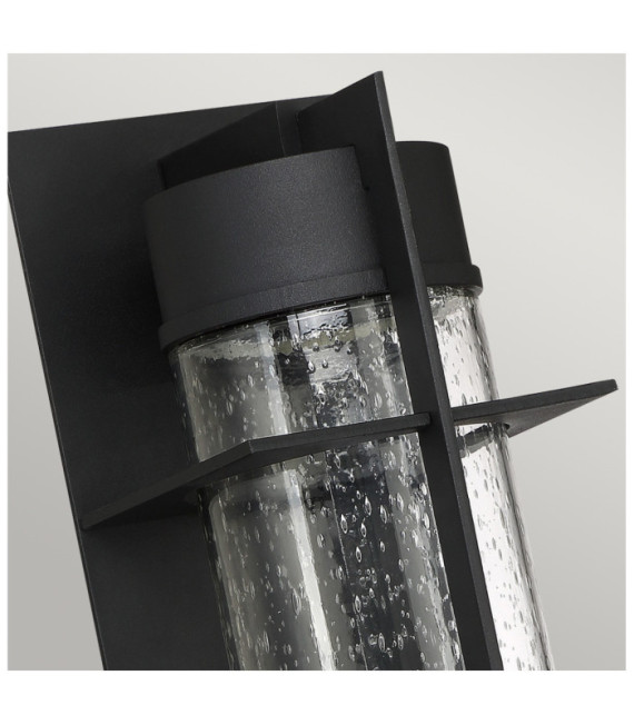 Lampada da parete per esterni Quoizel Alluminio, vetro granulato trasparente Nero terra