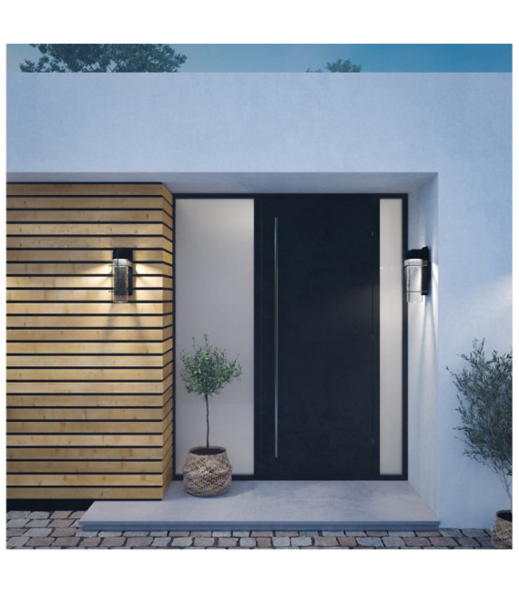 Applique murale extérieur Quoizel Aluminium,verre grainé transparent Terre noire