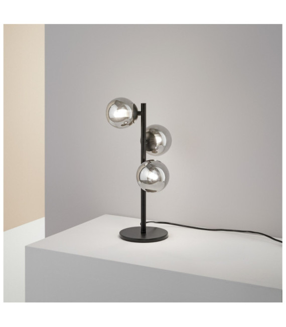 PERLAGE Tischlampe Glas, schwarzes Metall