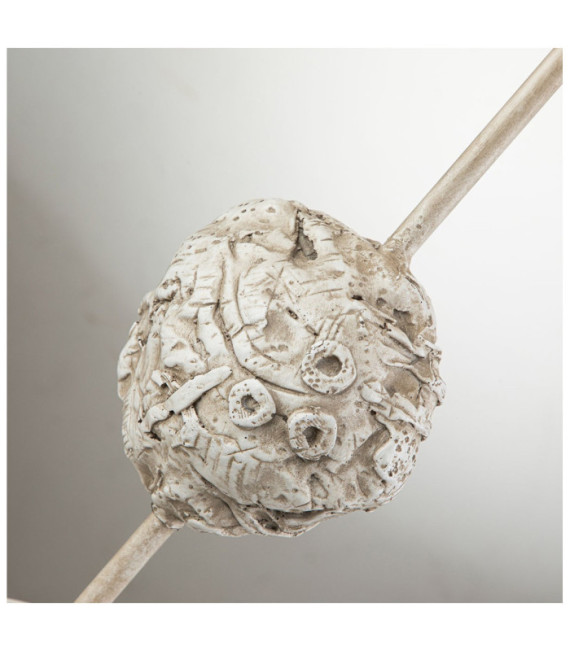 Petra Pergament-Tischlampe, Stahl, knochenweißes Kunstharz