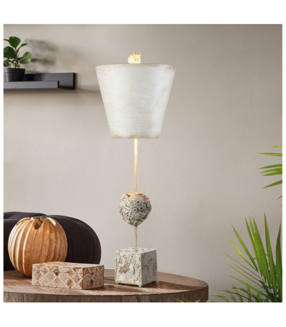 Petra Parchment Table Lamp, Steel, Bone White Resin