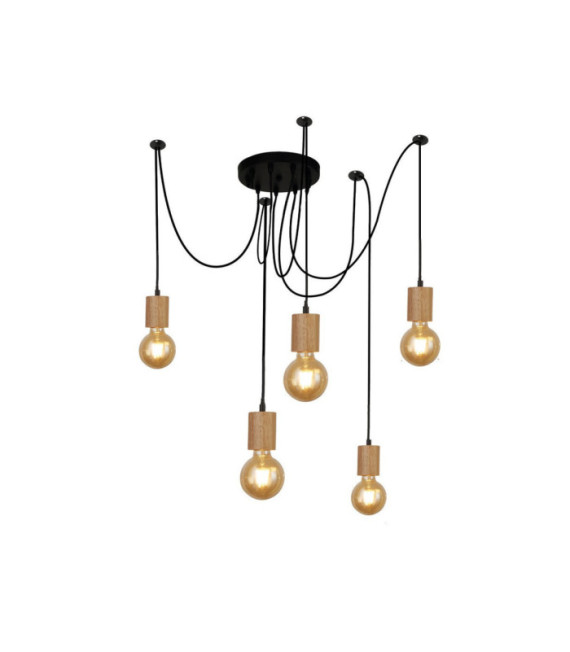 Suspension Spinny Acier doux Noir mat, naturel