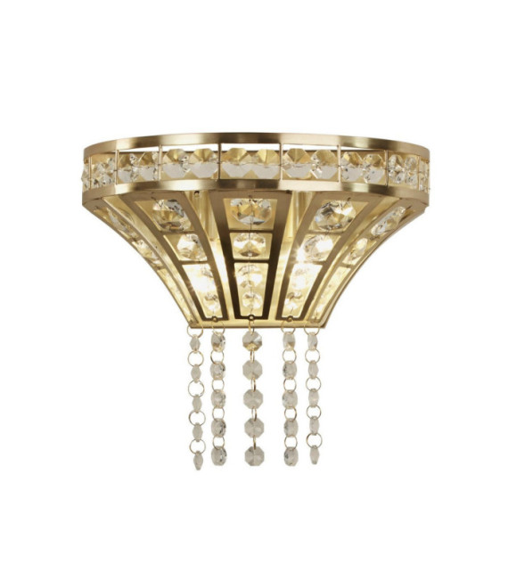 Lampada da parete Gemma Acciaio dolce, cristallo Ottone
