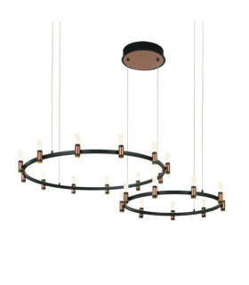 Lampada a sospensione Alamo LED Vetro, acciaio, alluminio Nero opaco, caffè spazzolato