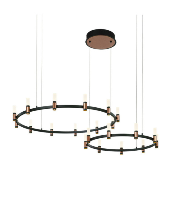 Lampada a sospensione Alamo LED Vetro, acciaio, alluminio Nero opaco, caffè spazzolato