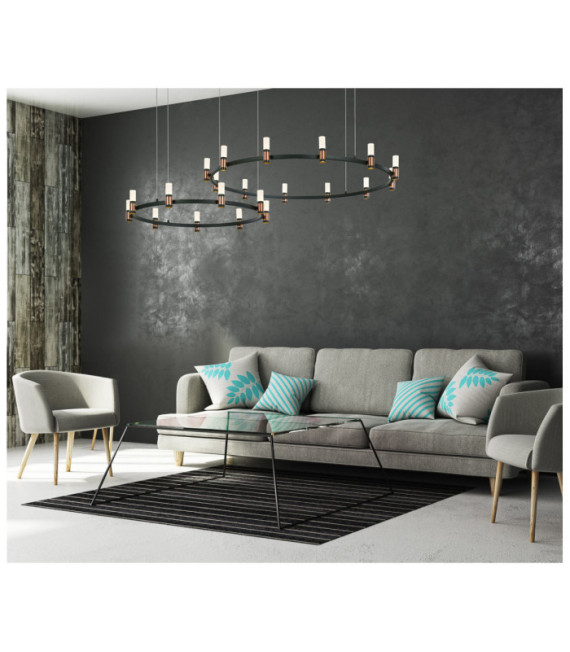 Alamo LED pendant light Glass, steel, aluminum Matt black, brushed coffee