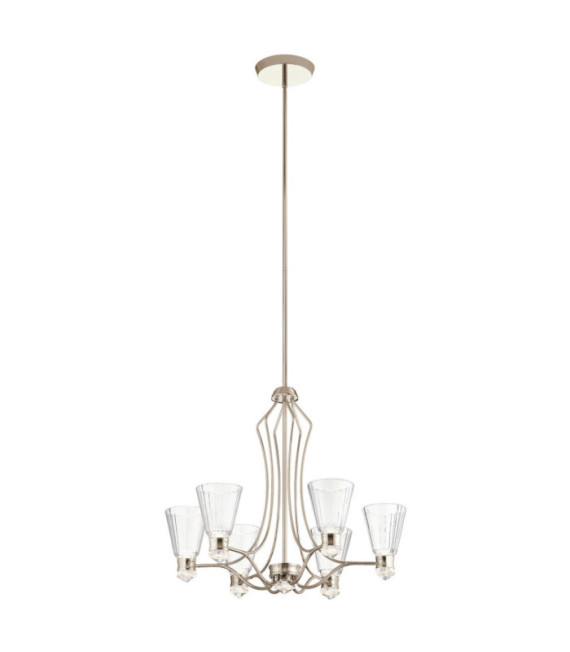 Lámpara colgante Kichler Acero, cristal facetado transparente, aluminio níquel pulido