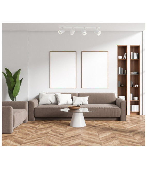 Barra de foco Helvia Plástico, acero, aluminio Blanco