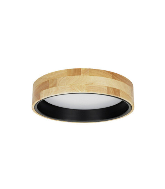 Campelo Wood Deckenleuchte, schwarze Metalllegierung, Holz