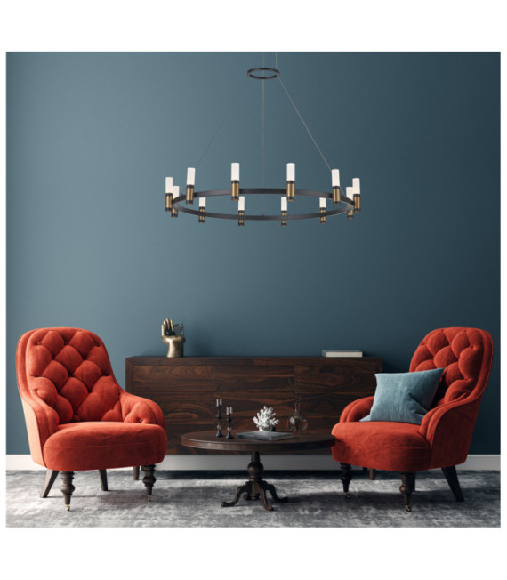 Alamo LED-Pendelleuchte Glas, Stahl, Aluminium Mattschwarz, gebürsteter Kaffee