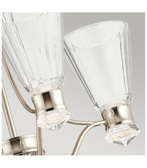 Suspension Kichler Acier,verre à facettes transparent,aluminium Nickel poli