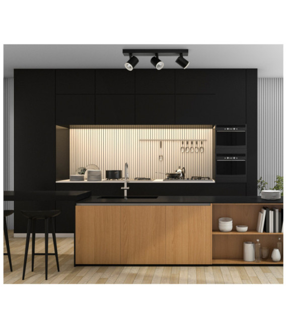 Barre de spots Helvia Plastique,acier,aluminium Noir