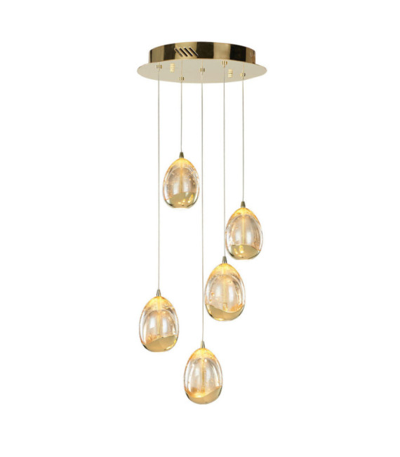Huelto Pendelleuchte Acryl, Stahl, Aluminium Champagnergold