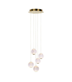 Lámpara colgante Rosario Vidrio, acero, aluminio Oro