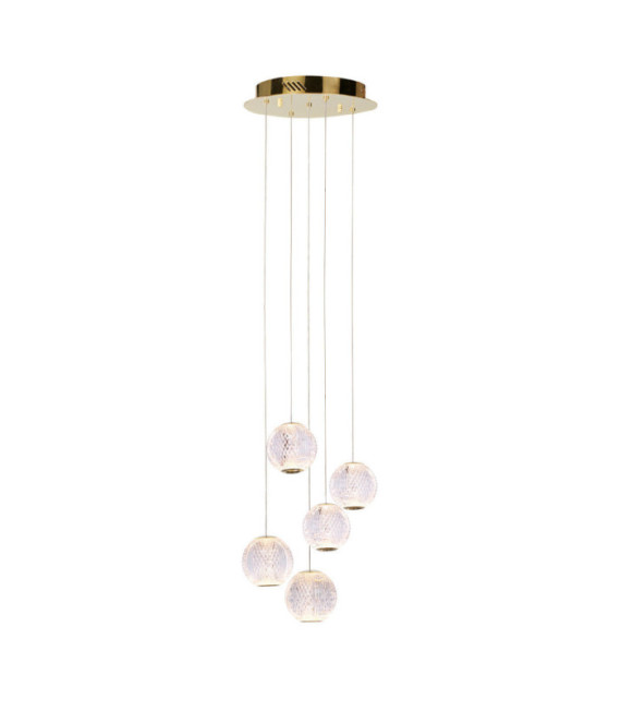 Rosario pendant light Glass, steel, aluminum Gold