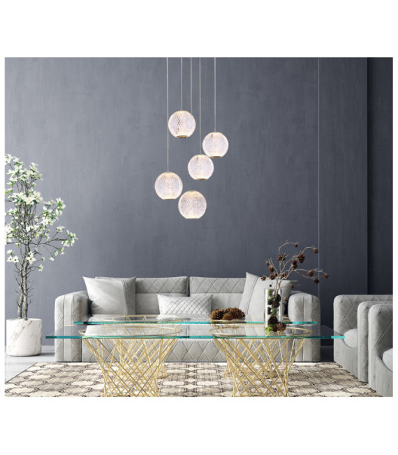 Rosario Pendelleuchte Glas, Stahl, Aluminium Gold