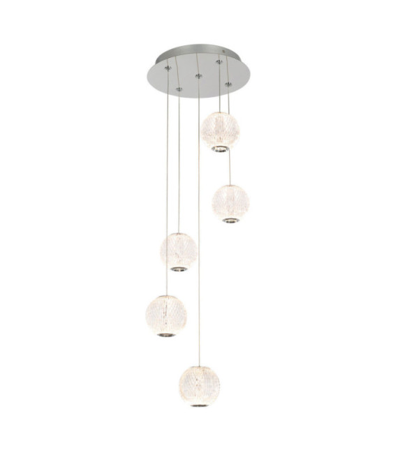 Rosario Pendelleuchte Glas, Stahl, Aluminium Chrom