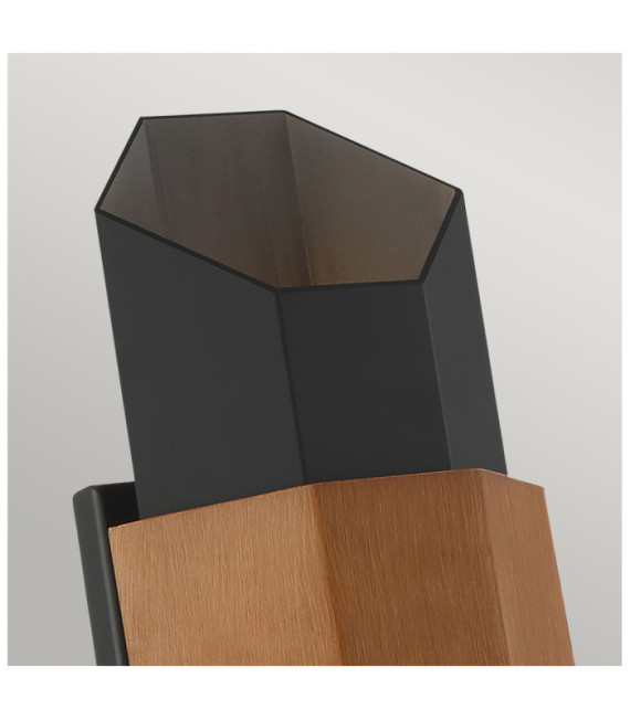 Applique murale extérieur Quoizel Verre,Aluminium Noir mat (avec bracelet effet bois peint)
