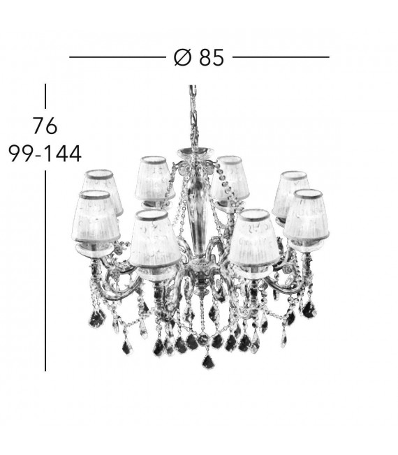Lampadario in cristallo CONTARINI CRYSTAL cromato 8 lampadine