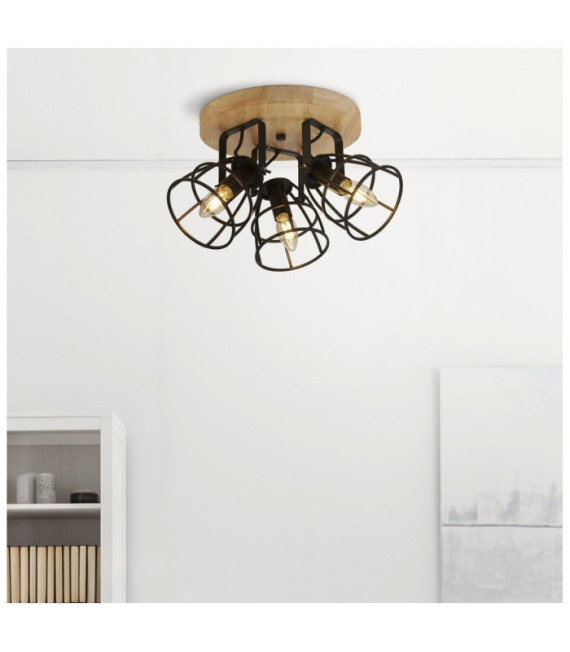 Vision multiple spotlight Mild steel Wood, Matte Black