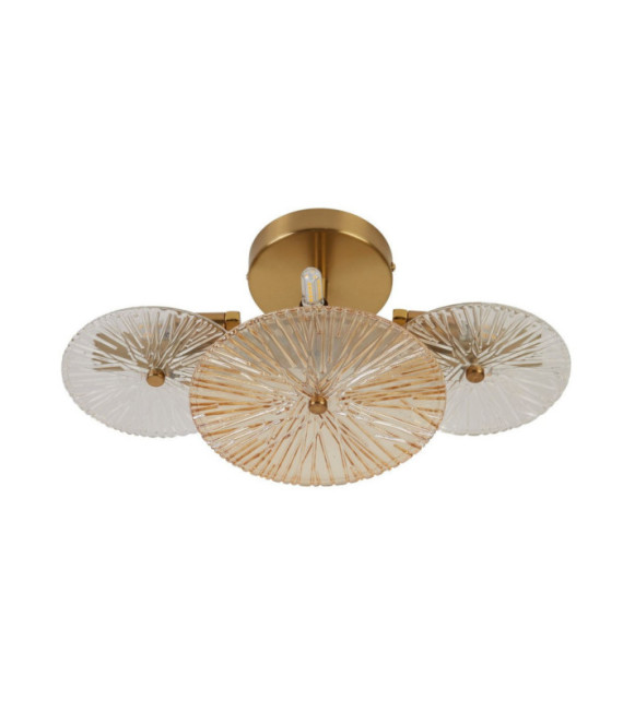 Plafonnier Wagon Acier doux,verre Laiton
