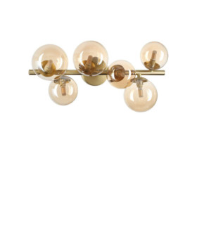 Plafoniera con perline in metallo ottone