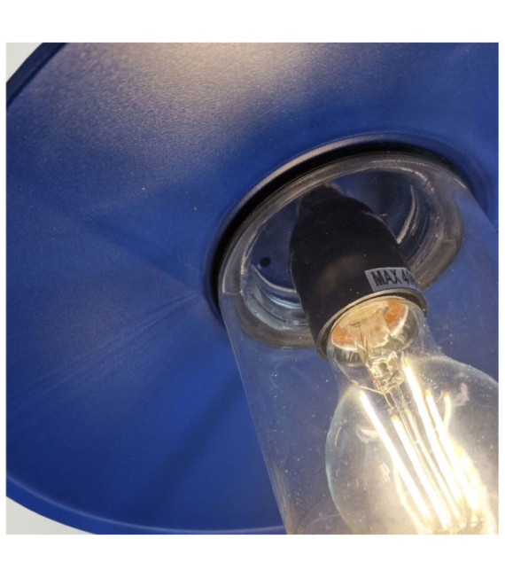 Klampenborg Außenwandleuchte Edelstahl, transparentes Glas Marineblau
