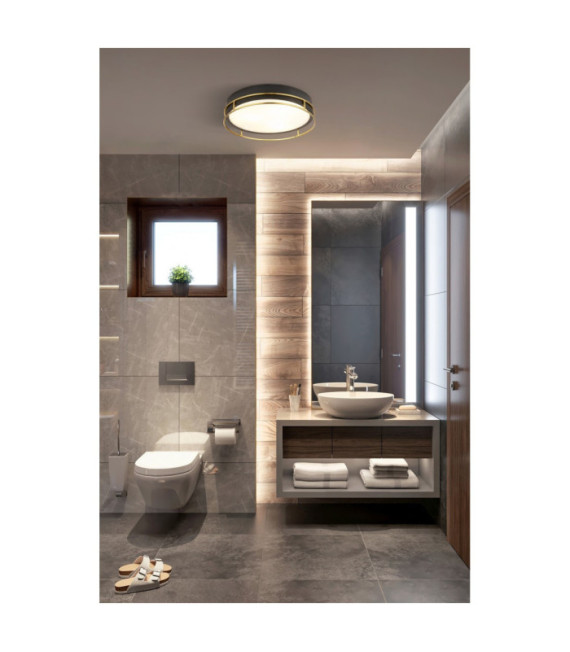 Plafoniera Bagno Phoenix Acciaio dolce, vetro Nero
