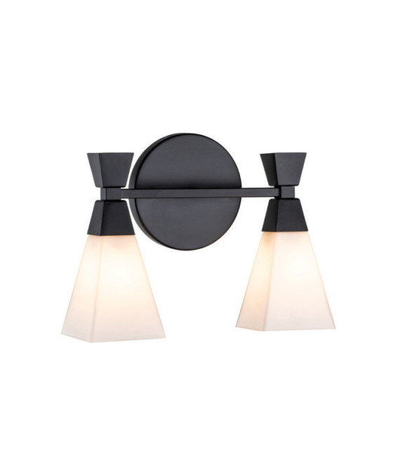 Lámpara de pared para baño Bowtie, cristal opalino, acero negro mate