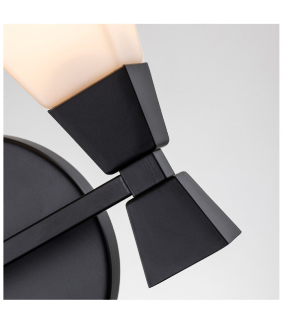 Applique murale Salle de bains Bowtie Verre Opale,Acier Noir mat
