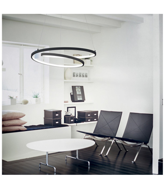 Lampada a sospensione LED OZ Metallo, plastica nera