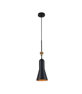 Suspension Etoile Résine,Acier Noir mat, feuille d'or