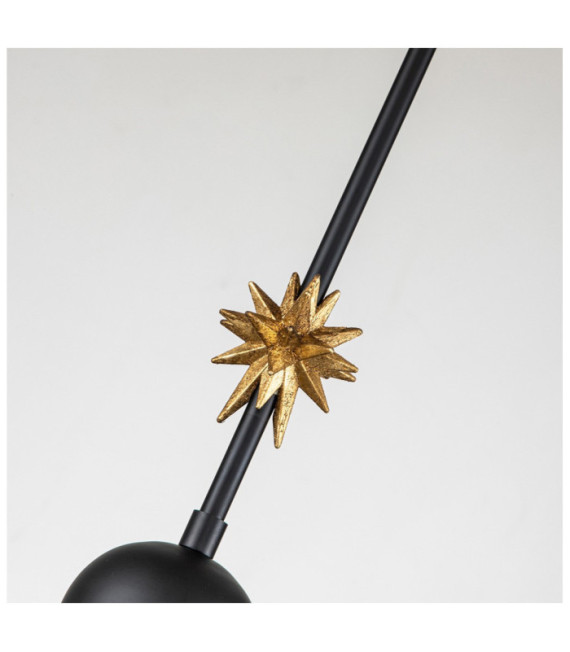 Star Pendant Resin, Steel Matt black, gold leaf