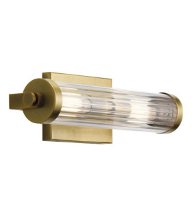 Wall light Bathroom Kichler Steel, transparent fluted glass Natural brass