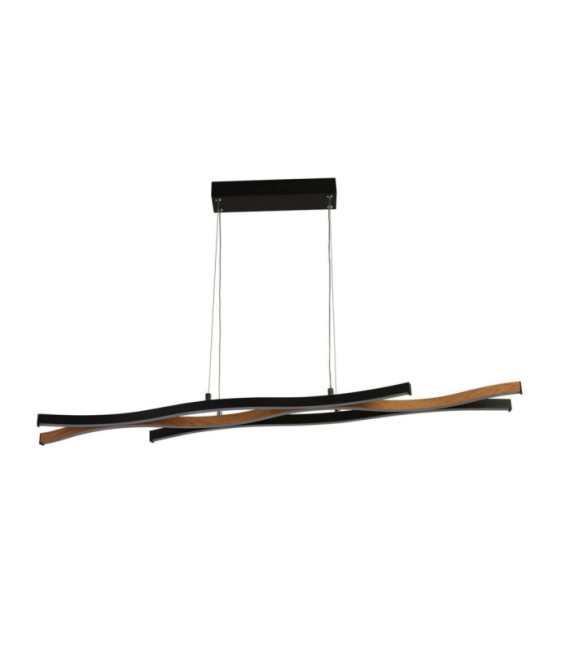 Suspension LED Bloom Acier doux Effet Bois, Noir Sable