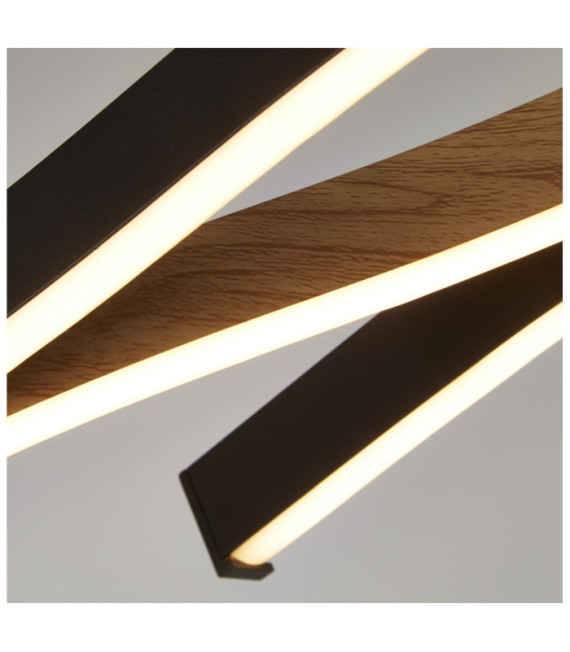 Bloom LED Pendant Light Mild Steel Wood Effect, Sand Black